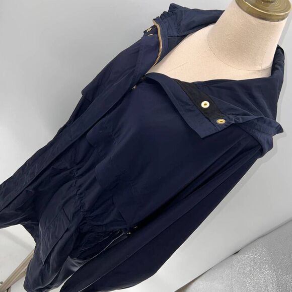 Athleta Navy Blue Hooded Zip Up Pocketed Trench Jacket- S/M - Picture 4 of 15